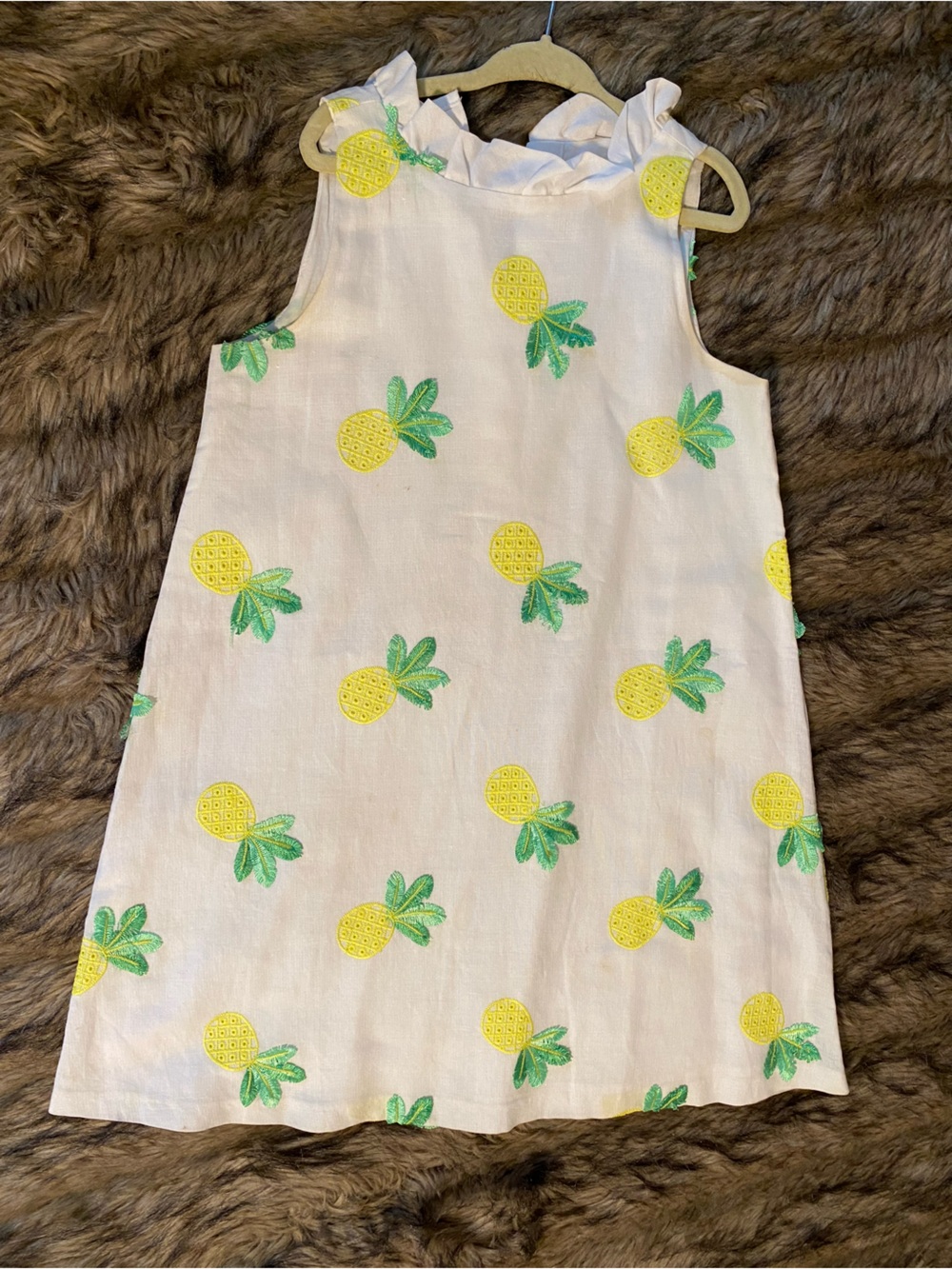 Janie and Jack White Dress with Yellow Pineapple Print Girls